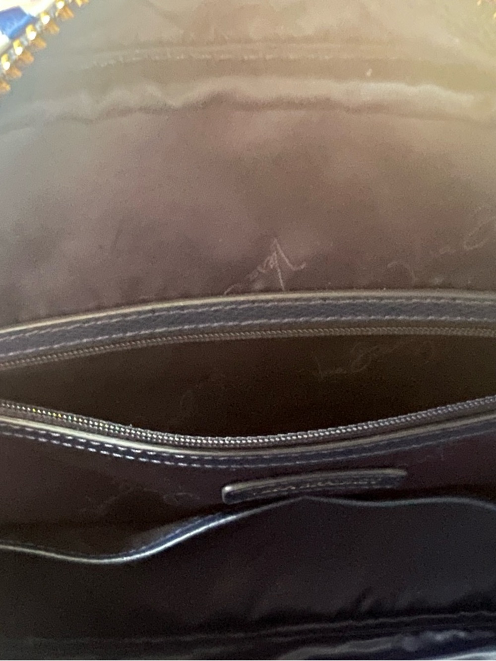 Vera Bradley Navy and White Wave Stripe Satchel - Picture 16 of 16